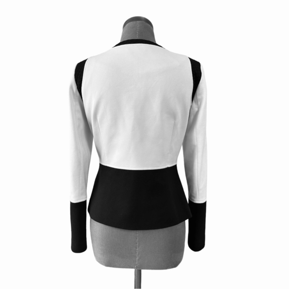 Women Blazer IVANKA TRUMP Black White Colorblock Zip Front Long Sleeve Cardigan - Picture 5 of 7